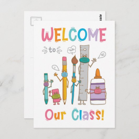 Carte Postale Bienvenue dans Notre Classe (verticale) (Devant / Derrière)