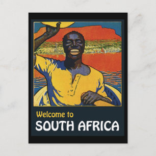 Carte Postale Bienvenue en Afrique du Sud, homme indigène dans u