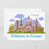 Carte Postale Bienvenue en Europe (Devant / Derrière)