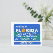 Carte Postale Bienvenue En Floride Probation Vacances (Debout devant)