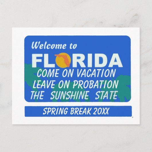 Carte Postale Bienvenue En Floride Spring Break (Devant)