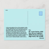 Carte Postale Bienvenue Louis DeJoy à l'USPS#108 (Dos)