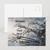 Carte Postale Bienvenue mortels stupides Zombie Skeleton effraya (Devant / Derrière)