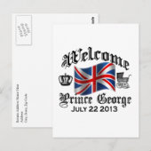 Carte Postale Bienvenue Prince George 22 juillet (Devant / Derrière)