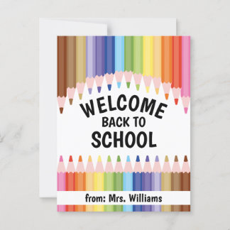 Carte Postale Bienvenue Retour à l'école Crayons colorés Enseign