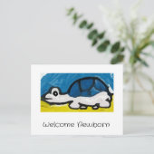 Carte Postale Bienvenue Turtle nouveau-né (Debout devant)