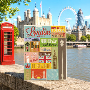 Carte Postale Bienvenue vintage à Londres