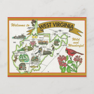 Carte Postale Bienvenue vintage en Virginie occidentale