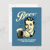 Carte Postale Bière : Ça Vous Fait Voir Double (Devant / Derrière)