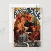 Carte Postale Bière de la Meuse par Alphonse Mucha (Devant / Derrière)