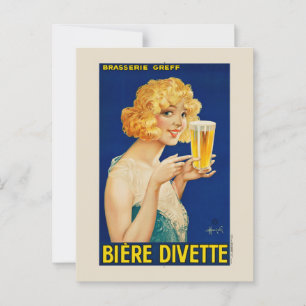 Carte Postale Biere Divette Poster vintage 1929