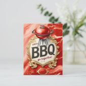 Carte Postale Bière et barbecue s'unissent (Debout devant)