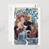 Carte Postale Bière Mucha Bières de la Meuse (Devant / Derrière)