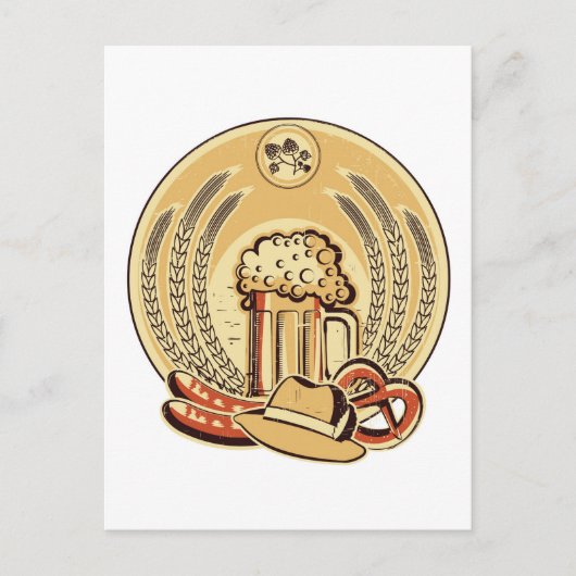 Carte Postale Bière Oktoberfest Étiquette Vintage Graphisme (Devant)