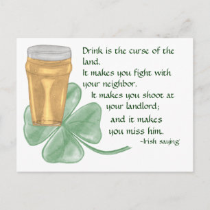 Carte Postale Bière & Shamrock/irlandais