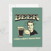 Carte Postale Bière : Un Pitcher Vaut 1000 Mots (Devant / Derrière)