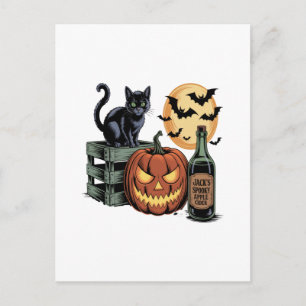 Carte Postale Bières de chat de citrouille Halloween