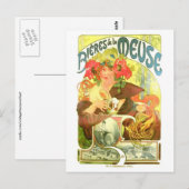 Carte Postale Bières de la Meuse, Alphonse Mucha (Devant / Derrière)