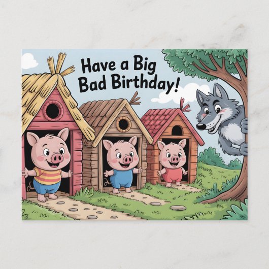 Carte Postale BIG BAD BIRTHDAY: Humorous Greeting Illustratation (Devant)