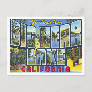 Carte Postale Big Bear Lake, Californie Vintage Big Letters