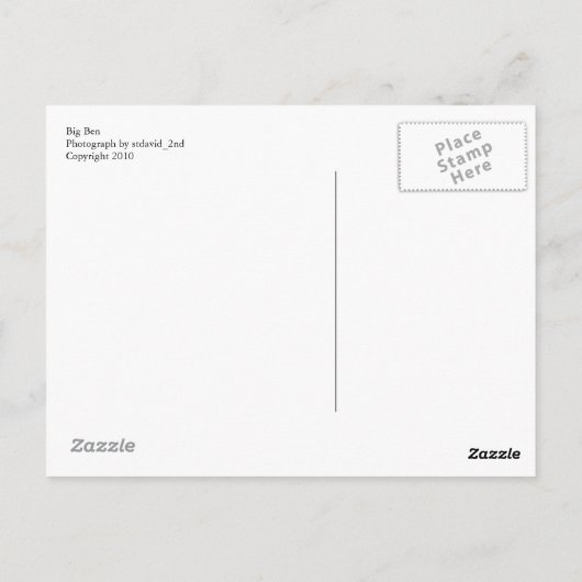 Carte Postale Big Ben (Dos)