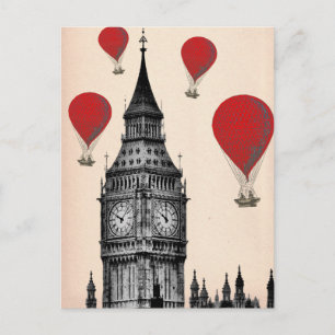 Carte Postale Big Ben et Red Hot Air Balloons 2