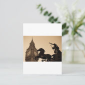 Carte Postale Big Ben et statue de Boudicca tons sépia (Debout devant)