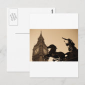 Carte Postale Big Ben et statue de Boudicca tons sépia (Devant / Derrière)
