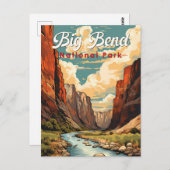 Carte Postale Big Bend National Park Illustration Retro (Devant / Derrière)