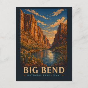 Carte Postale Big Bend National Park Texas Gravure sur bois mode