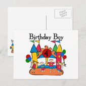 Carte Postale Big Bounce Boy 4th Birthday Tshirts et cadeaux (Devant / Derrière)