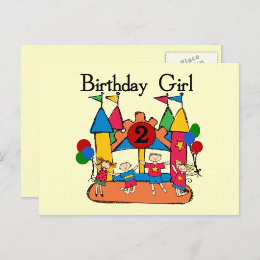 Carte Postale Big Bounce Girl 2nd Birthday Tshirts et cadeaux (Devant / Derrière)