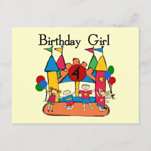 Carte Postale Big Bounce Girl 4th Birthday T-shirts et cadeaux