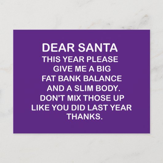 Carte Postale Big Fat Bank Account,funny Christmas (Devant)