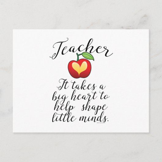 Carte Postale Big Heart To Help Shape Little Minds (Devant)