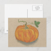 Carte Postale Big Orange Citrouille Still Life Oil Pastel (Devant / Derrière)