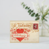 Carte postale Big Red Heart Vintage Valentine (Debout devant)