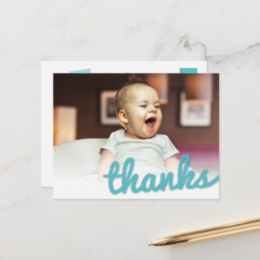 Carte Postale Big Sketch Merci Boy's Birthday Photo Merci (Devant/Arrière en situation)