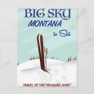Carte Postale Big Sky, Montana affiche de voyage de ski