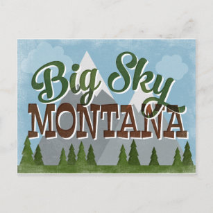 Carte Postale Big Sky Montana Fun Retro Montagnes Neige
