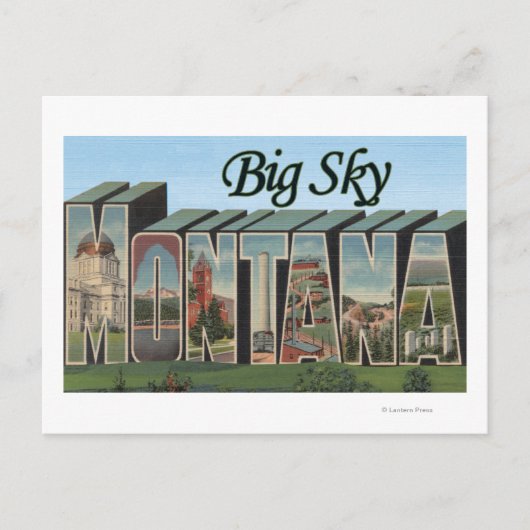 Carte Postale Big Sky, Montana - Scènes de grandes lettres (Devant)