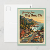 Carte Postale Big Sur CA Salutations Route Côtière Rétro (Devant / Derrière)