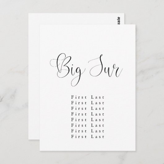 Carte postale Big Sur Seing Chart (Devant / Derrière)