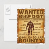 Carte Postale Bigfoot Bounty Poster Recherché de 10 millions de (Devant / Derrière)