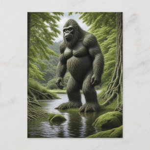 Carte Postale Bigfoot debout dans un dessin de Creek