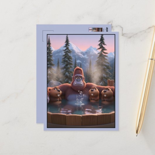 Carte Postale Bigfoot drôle (Devant/Arrière en situation)