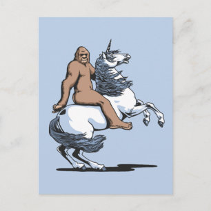 Carte Postale Bigfoot équitation une licorne