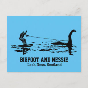 Carte Postale Bigfoot et Nessie Loch Ness Texte personnalisé