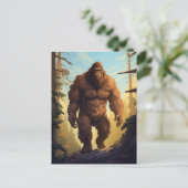 Carte Postale Bigfoot marcher dans la Forrest (Debout devant)
