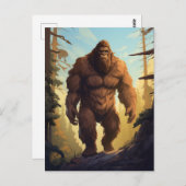 Carte Postale Bigfoot marcher dans la Forrest (Devant / Derrière)